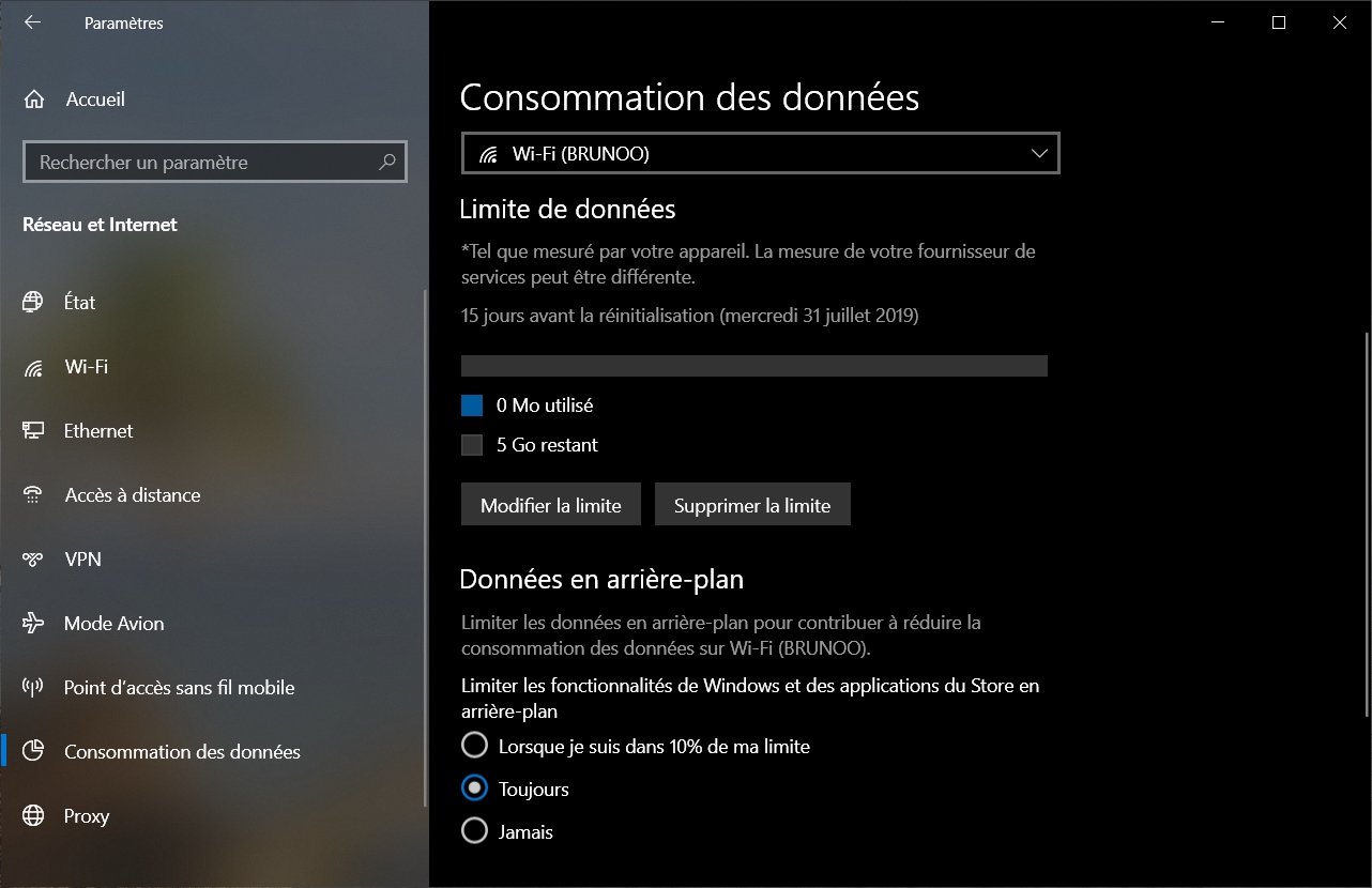 Comment limiter la consommation de données Wi-Fi sur Windows 10